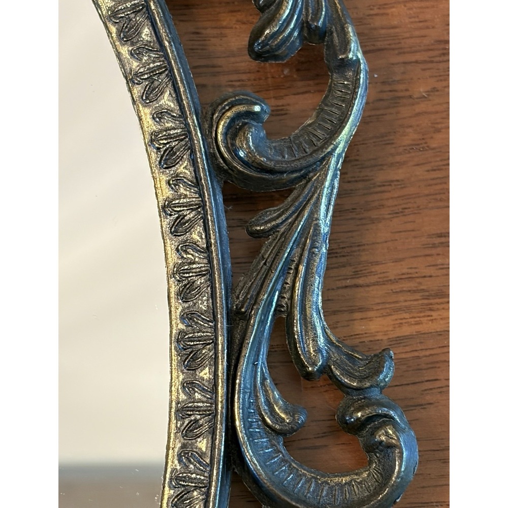 VTG Hollywood Regency Style Oval Wall Mirror Brass Frame Made In Italy 8.5"×6" - Picture 3 of 7